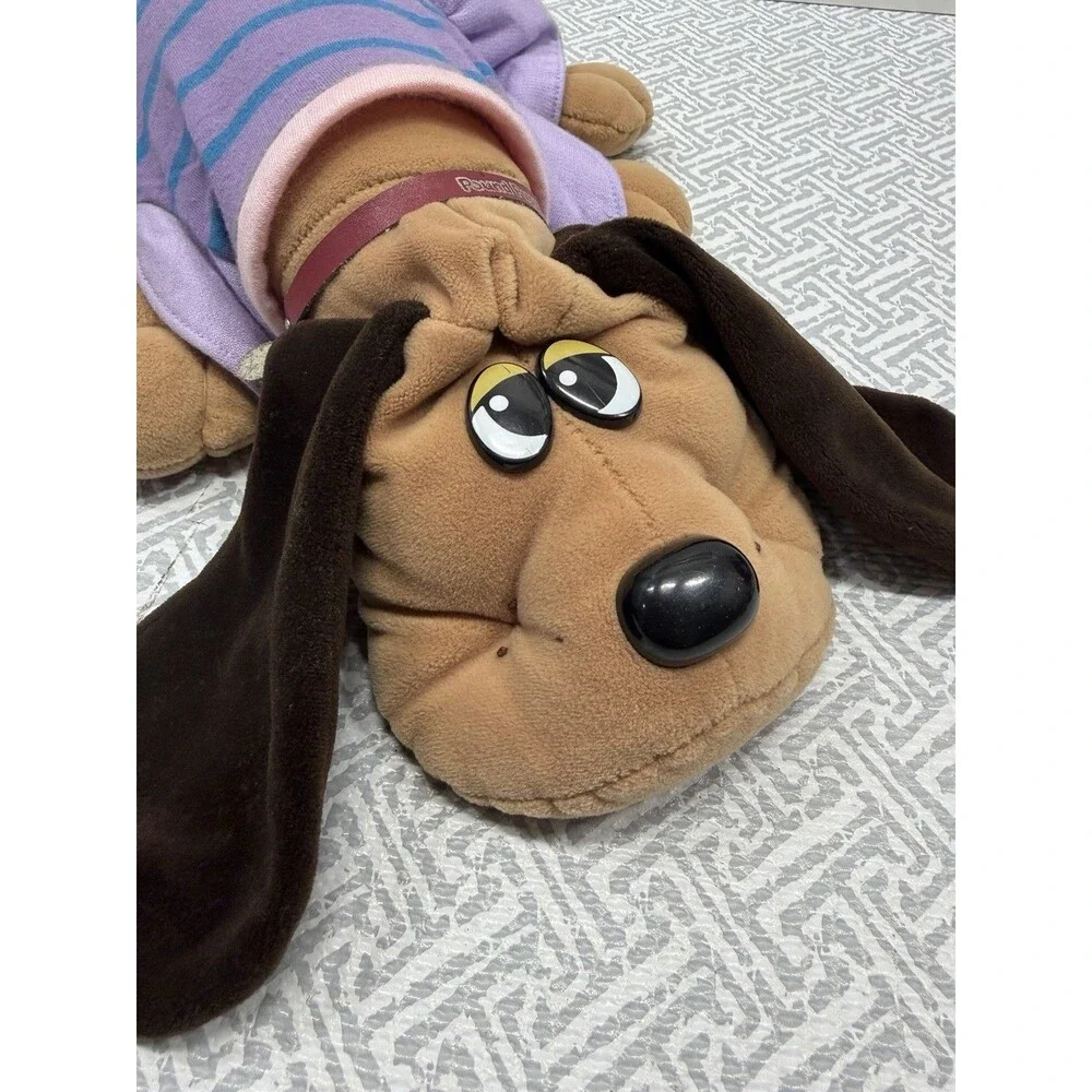 Vintage 1985 Tonka Pound Puppies Brown Plush Dog Floppy Ears With Outfit 18”